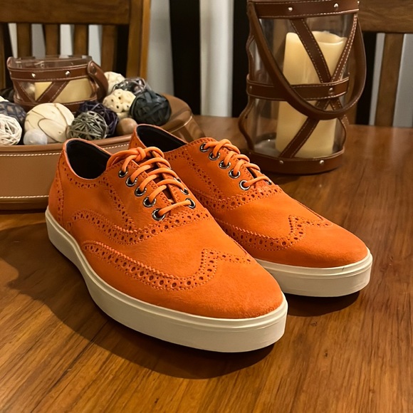 Cole Haan Bergen Wingtip Shoes Sneakers Suede new Corp Orange Mens Size 8
